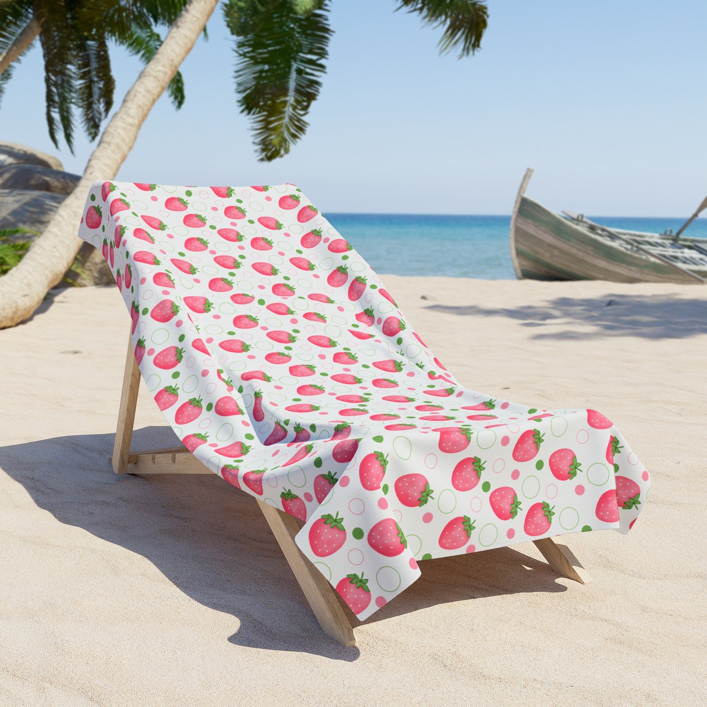 Pink Strawberry Bubbles Beach Towel