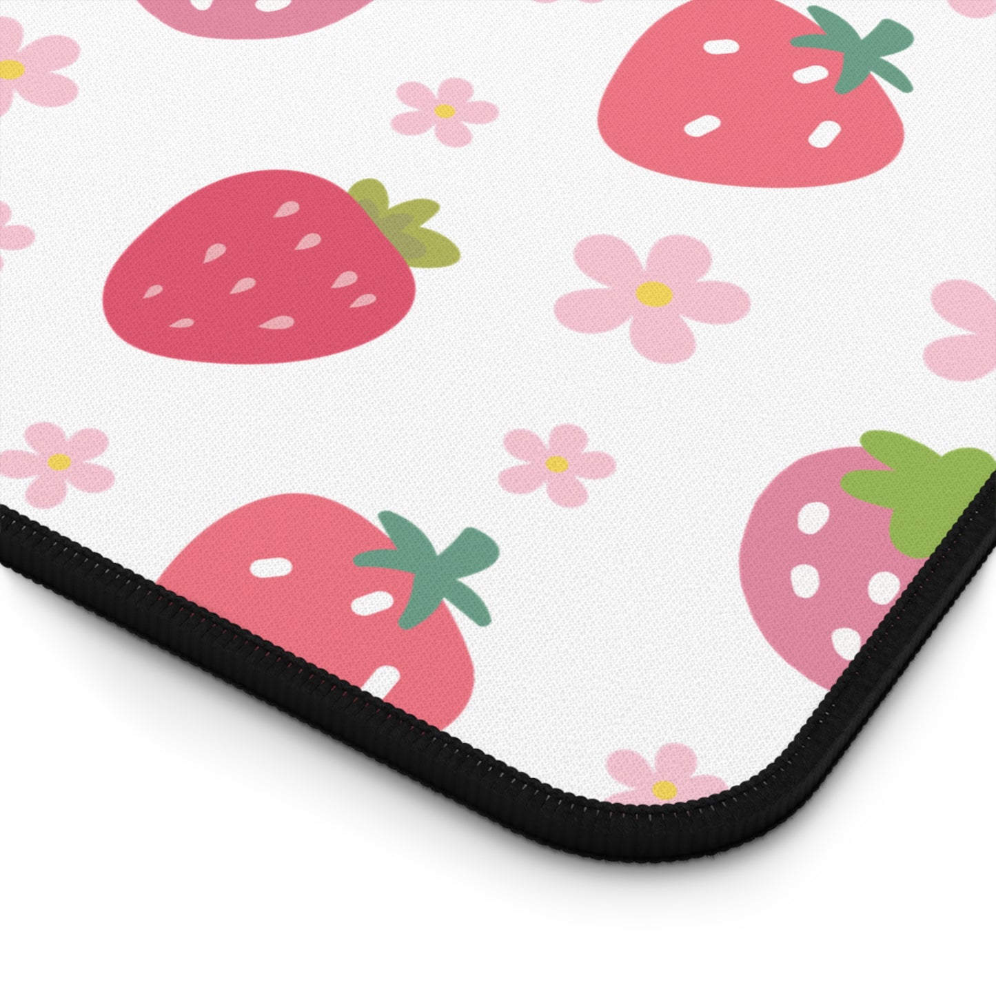 Strawberries and Daisies Desk Mat