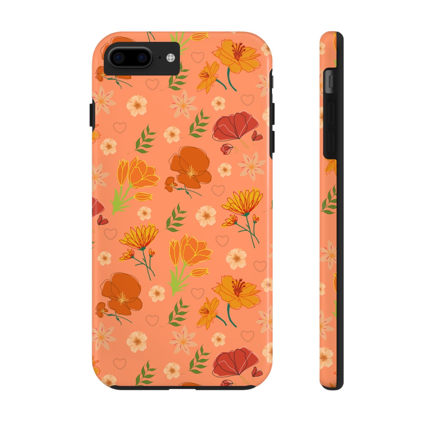 Coque de téléphone résistante Coral Peach Meadow pour iPhone et Samsung Galaxy