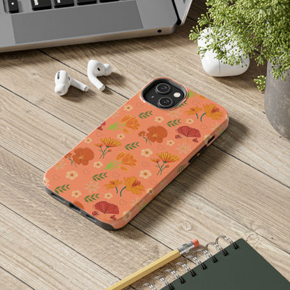 Coque de téléphone résistante Coral Peach Meadow pour iPhone et Samsung Galaxy