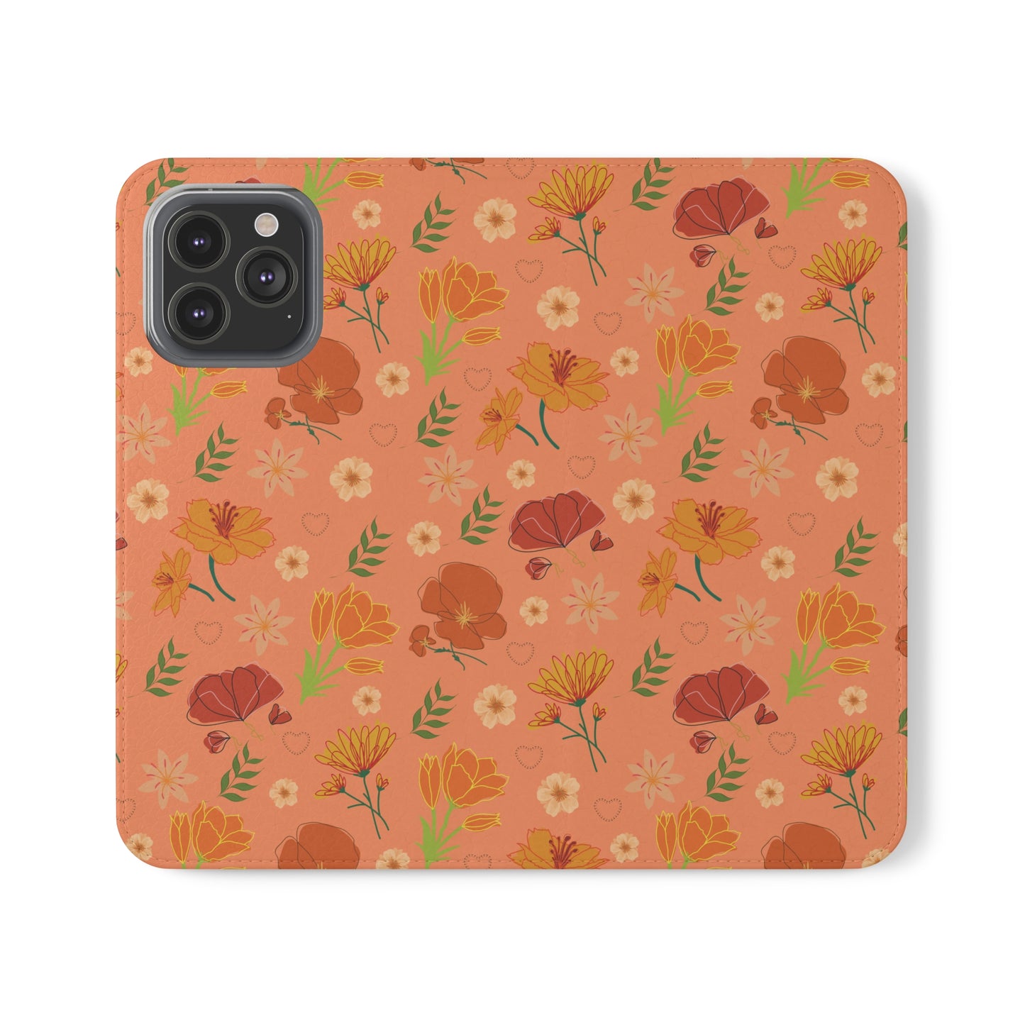 Coral Peach Meadow Flip Phone Case Cover with Pockets - Phone Case - Kristine Celestine