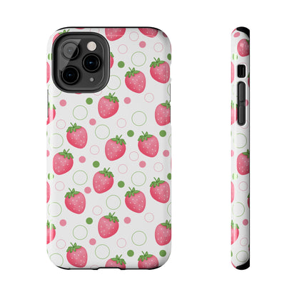 Pink Strawberry Bubbles Tough Phone Case for iPhone and Samsung Galaxy