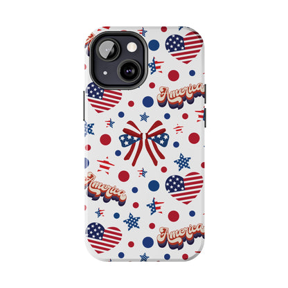 Coque de téléphone robuste America's Sweetheart and Bows pour iPhone et Samsung Galaxy