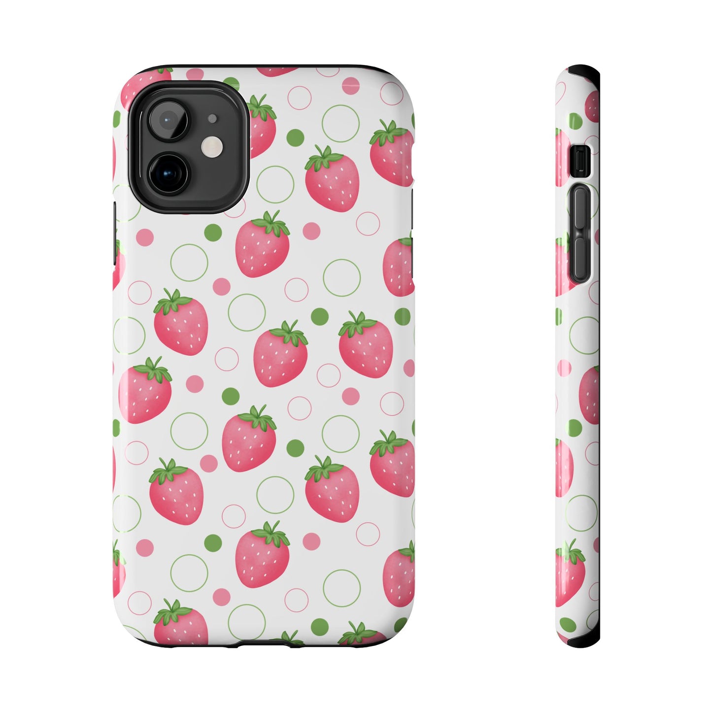 Pink Strawberry Bubbles Tough Phone Case for iPhone and Samsung Galaxy