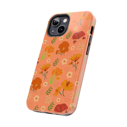 Coque de téléphone résistante Coral Peach Meadow pour iPhone et Samsung Galaxy