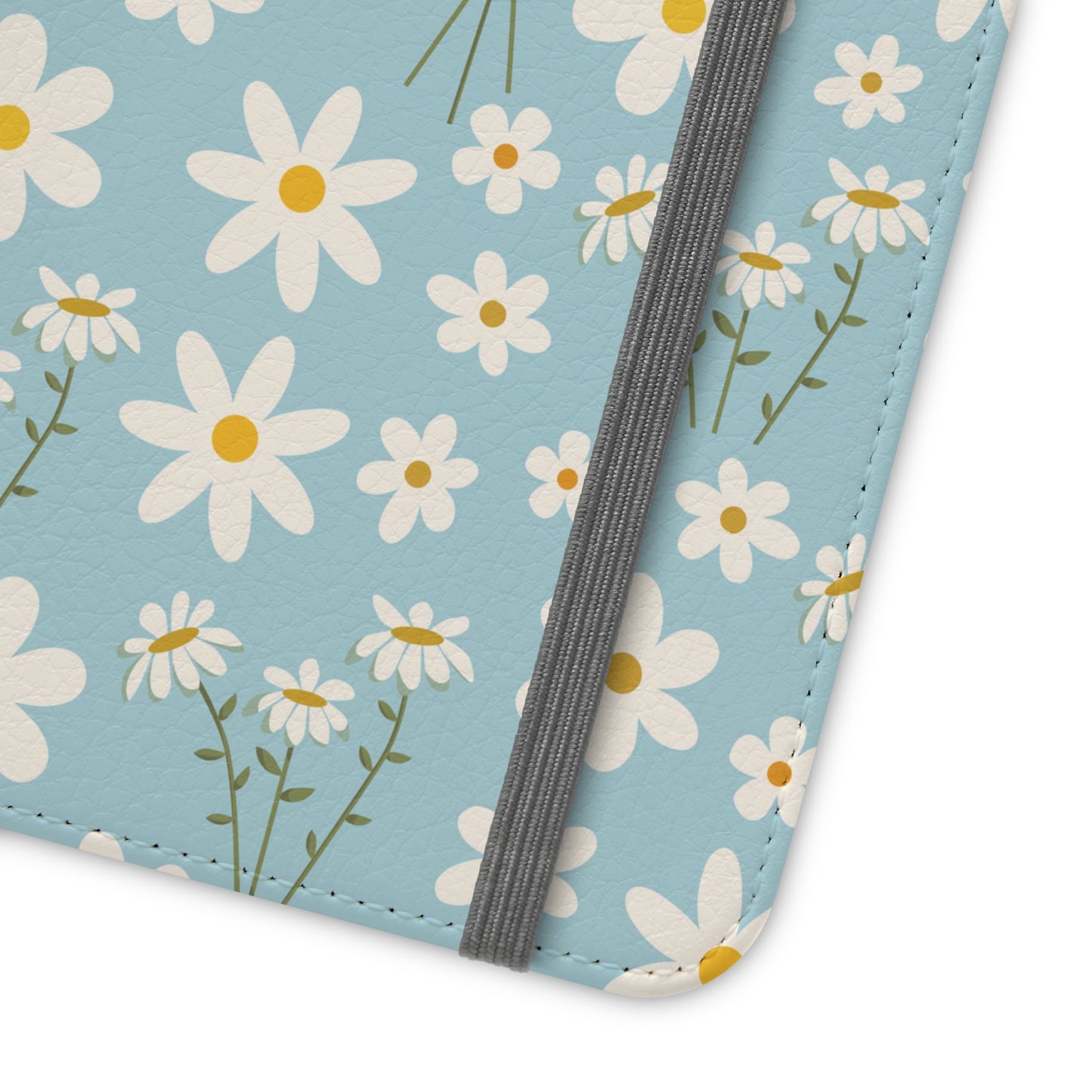 Sky Blue Daisy Flip Phone Case Cover with Pockets - Phone Case - Kristine Celestine