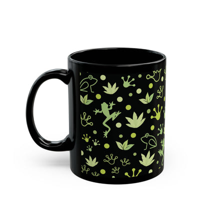 Froggy Black Mug Cool Summer Coffee Mug Tea Cup Spring Ceramic Mug