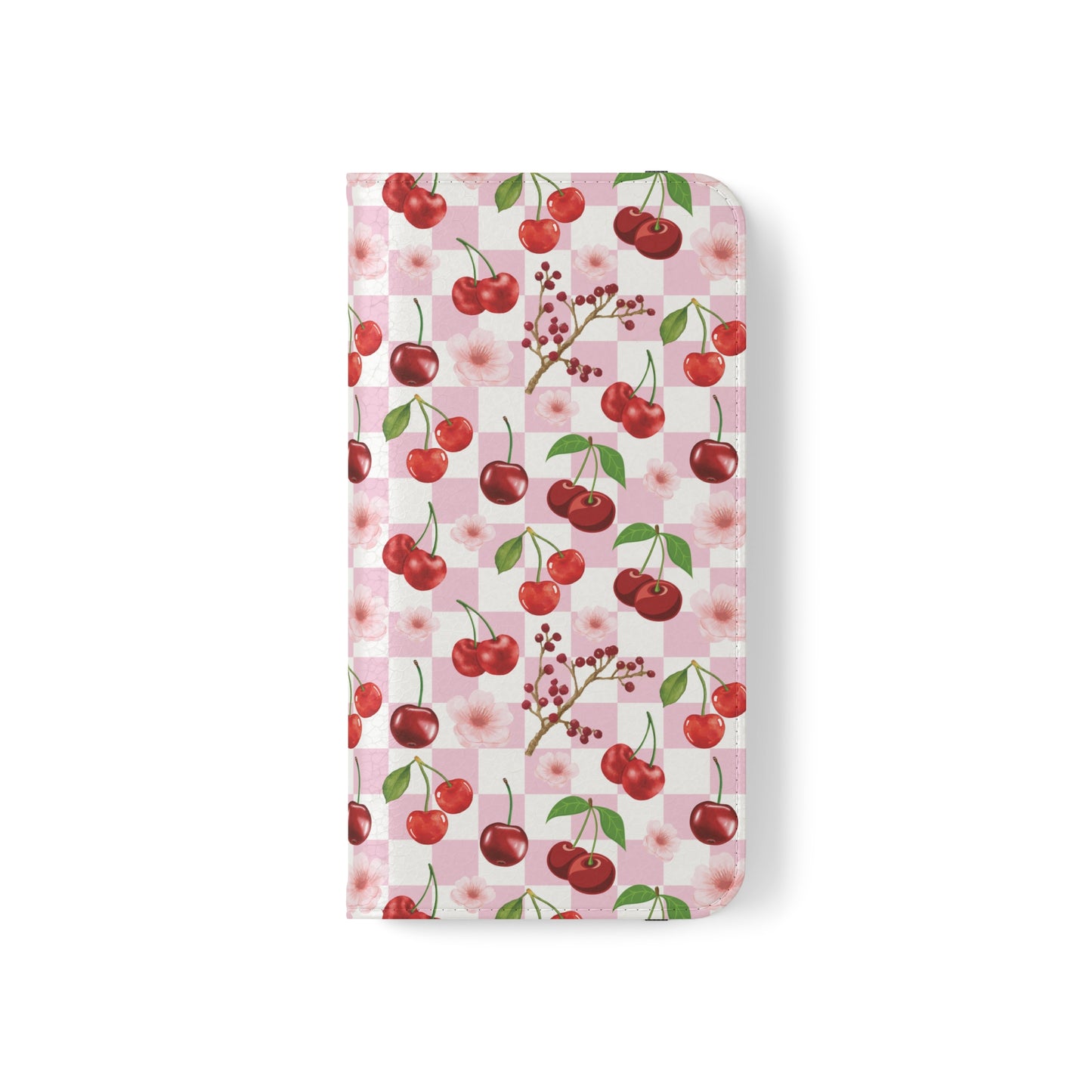 Cherry Checkerboard Flip Phone Case Cover with Pockets - Phone Case - Kristine Celestine