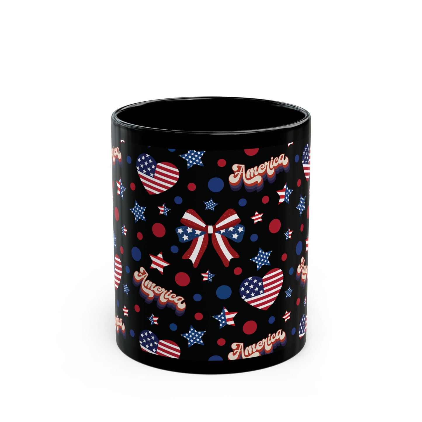 America's Sweetheart and Bows Black Mug Cool Summer Coffee Mug Tea Cup Spring Ceramic Mug