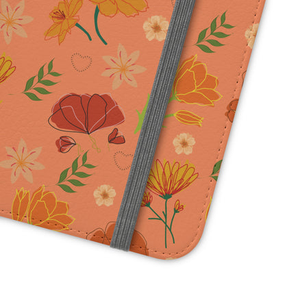 Coral Peach Meadow Flip Phone Case Cover with Pockets - Phone Case - Kristine Celestine