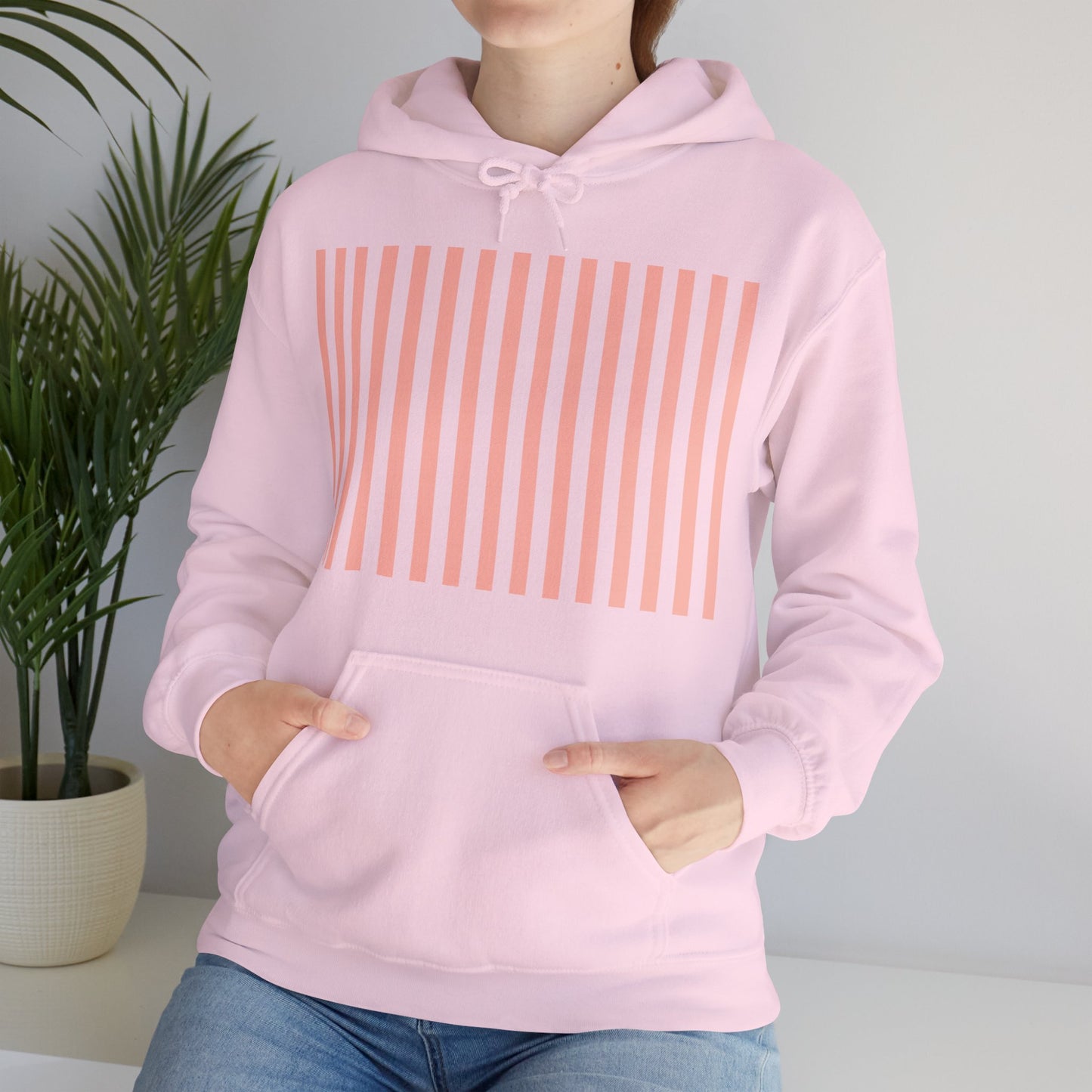 Coral Pink Stripes Hoodie - Hoodie - Kristine Celestine