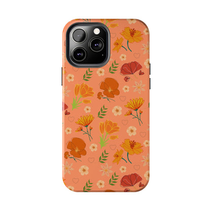 Coque de téléphone résistante Coral Peach Meadow pour iPhone et Samsung Galaxy