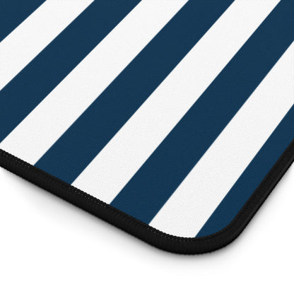 Navy Blue Stripes Desk Mat Royal Blue Stiped Computer Mat Classic Dark Blue Office Mat