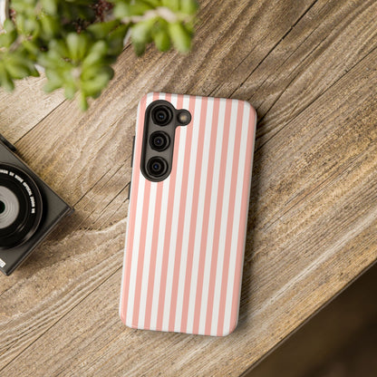 Coral Pink Stripes Tough Phone Case for iPhone and Samsung Galaxy