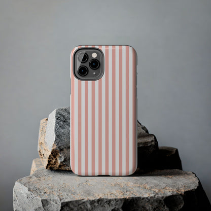 Coral Pink Stripes Tough Phone Case for iPhone and Samsung Galaxy