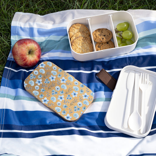 Snowy Blue Flowers Bento Lunch Box Cute Food Container Summer Lunchbox Spring Food Storage Container