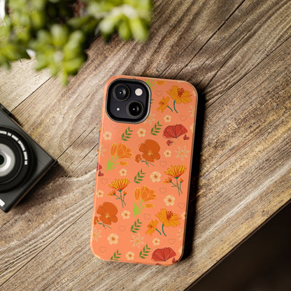 Coque de téléphone résistante Coral Peach Meadow pour iPhone et Samsung Galaxy