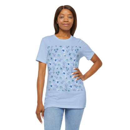 Snowy Blue Flowers Unisex Shirt - T - Shirt - Printify - Kristine Celestine