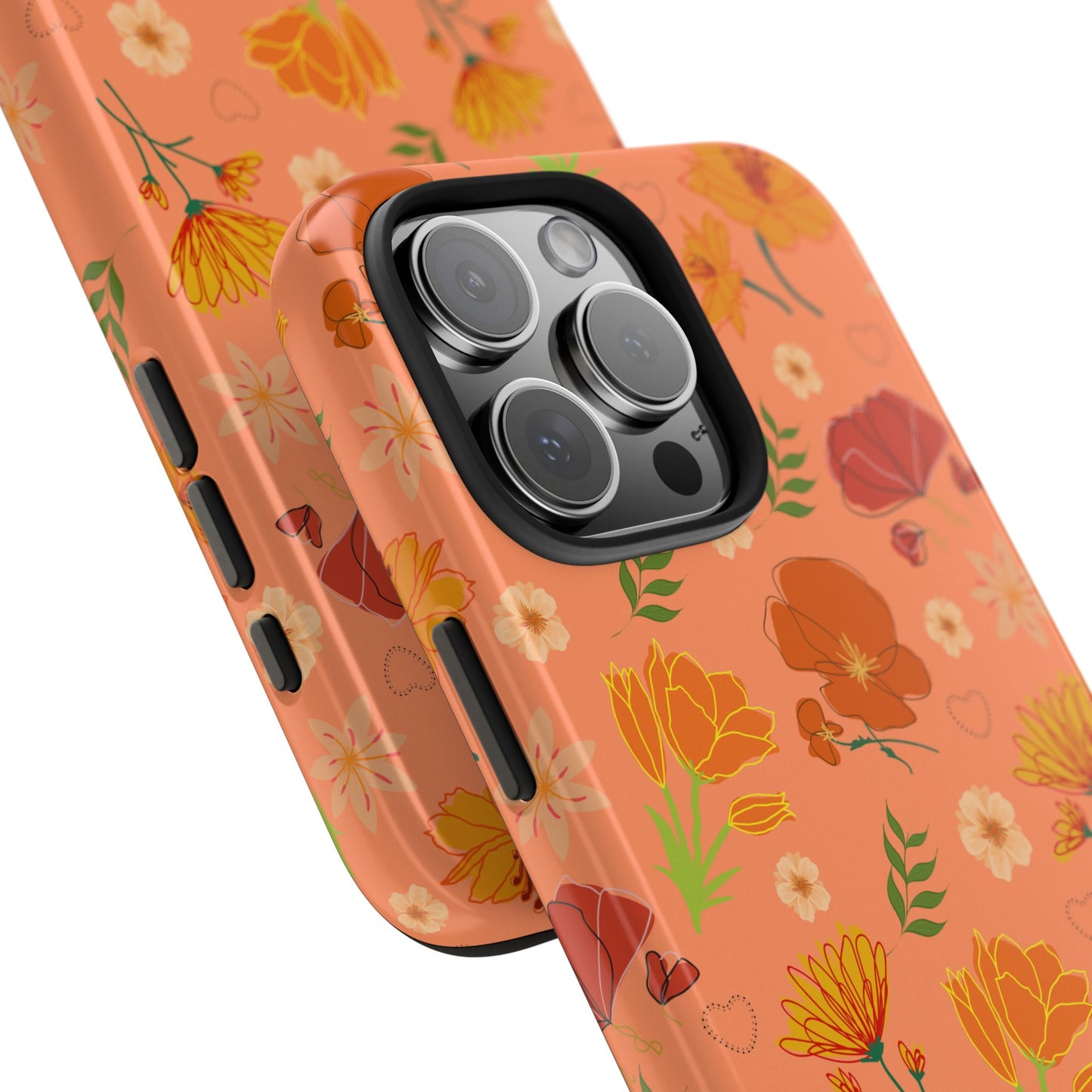 Coque de téléphone résistante Coral Peach Meadow pour iPhone et Samsung Galaxy