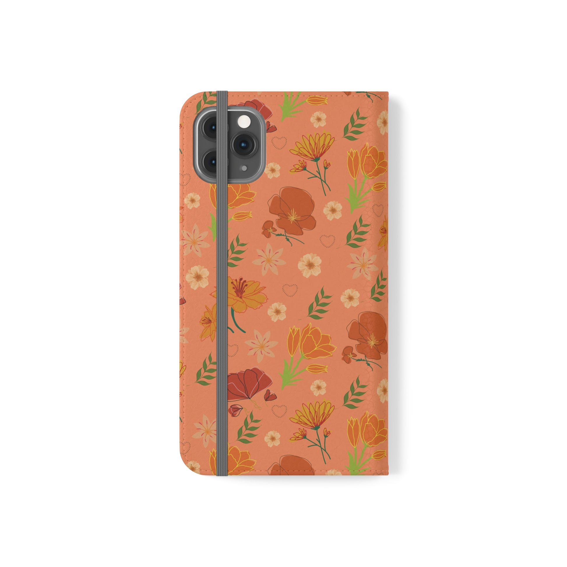 Coral Peach Meadow Flip Phone Case Cover with Pockets - Phone Case - Kristine Celestine