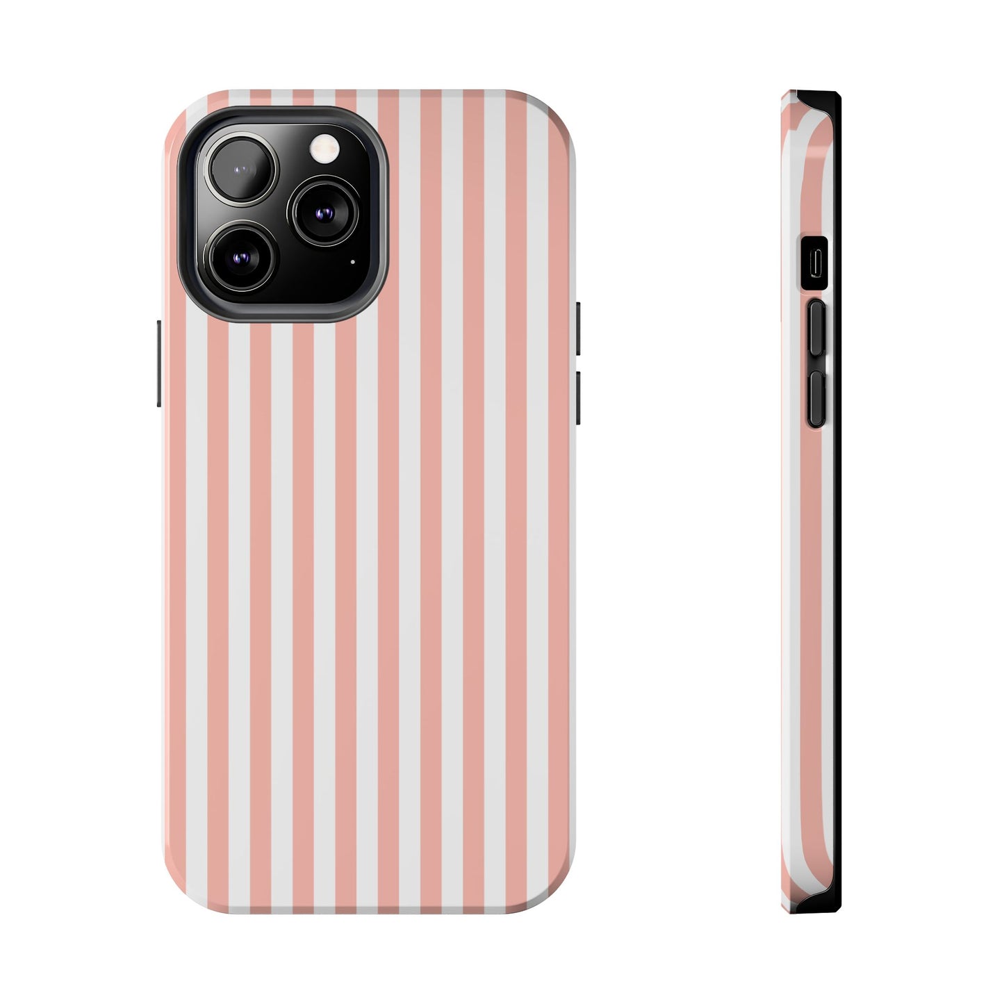 Coral Pink Stripes Tough Phone Case for iPhone and Samsung Galaxy