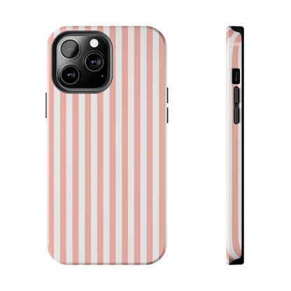 Coral Pink Stripes Tough Phone Case for iPhone and Samsung Galaxy