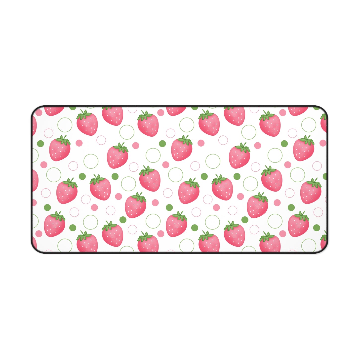 Pink Strawberry Bubbles Desk Mat Computer Mat