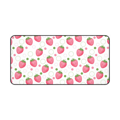 Pink Strawberry Bubbles Desk Mat Computer Mat