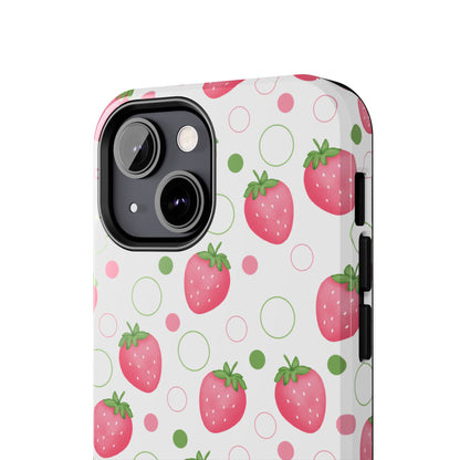 Pink Strawberry Bubbles Tough Phone Case for iPhone and Samsung Galaxy