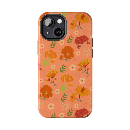 Coque de téléphone résistante Coral Peach Meadow pour iPhone et Samsung Galaxy