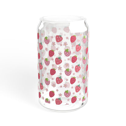 Strawberries and Daisies Sipper Glass 16 oz