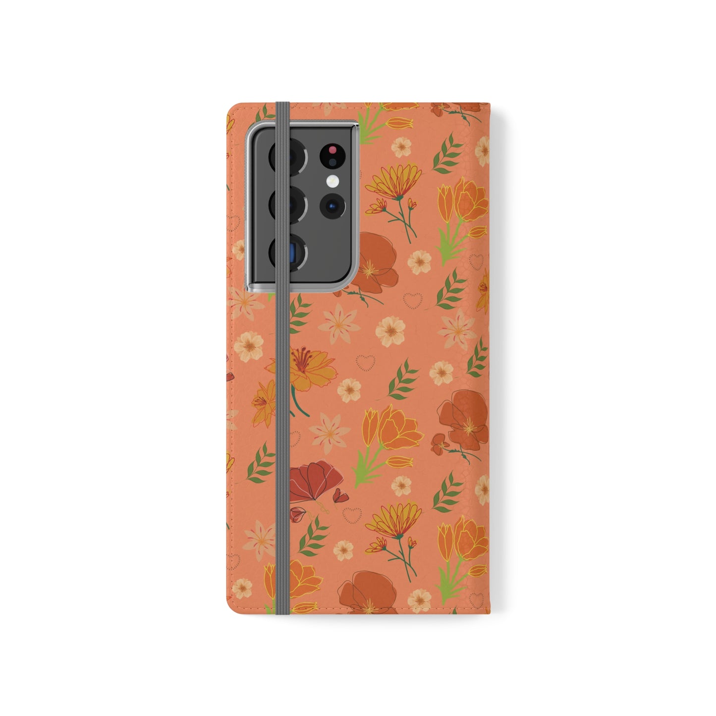 Coral Peach Meadow Flip Phone Case Cover with Pockets - Phone Case - Kristine Celestine