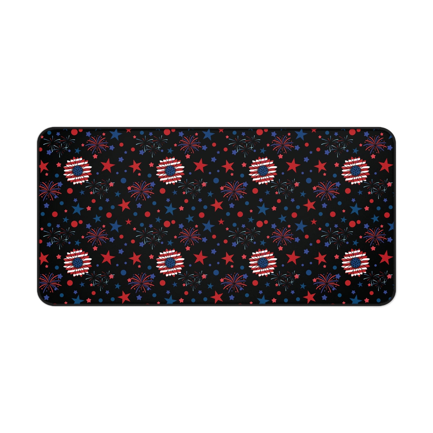 Starry Night America Desk Mat 4th of July Daisy Computer Mat Red White and Blue USA Office Mat