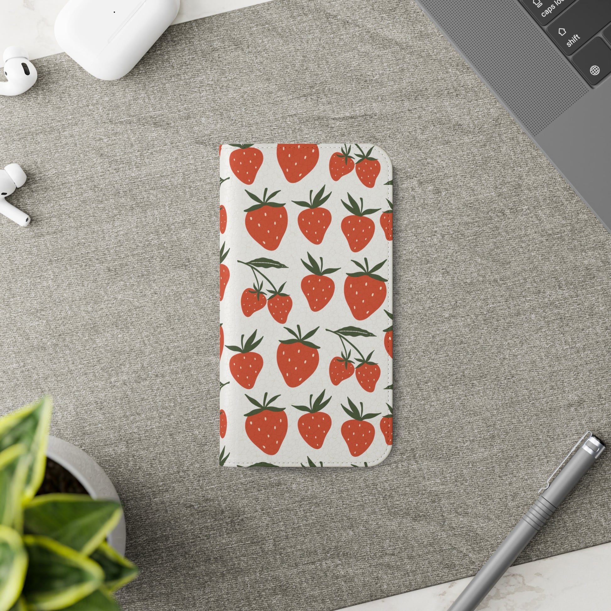 Tropical Strawberry Flip Phone Case Cover with Pockets - Phone Case - Printify - Kristine Celestine