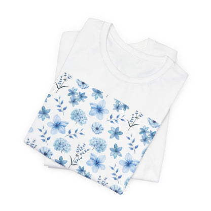 Snowy Blue Flowers T-Shirt