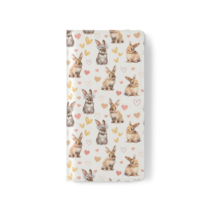 Bunny Love Flip Phone Case Cover with Pockets