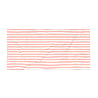 Coral Pink Stripes Beach Towel