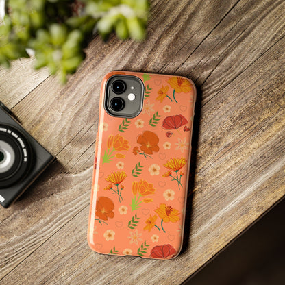 Coque de téléphone résistante Coral Peach Meadow pour iPhone et Samsung Galaxy