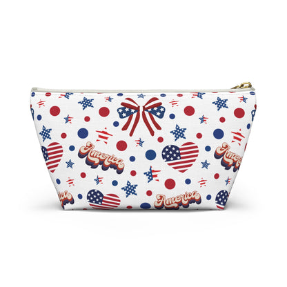 America's Sweetheart and Bows Accessory Pouch with T-bottom Pouch for Makeup Small Bag for School Supplies Cute Summer Zipper Pouch