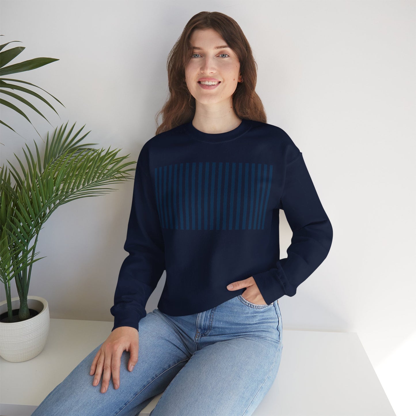 Navy Blue Stripes Crewneck Sweatshirt - Sweatshirt - Kristine Celestine