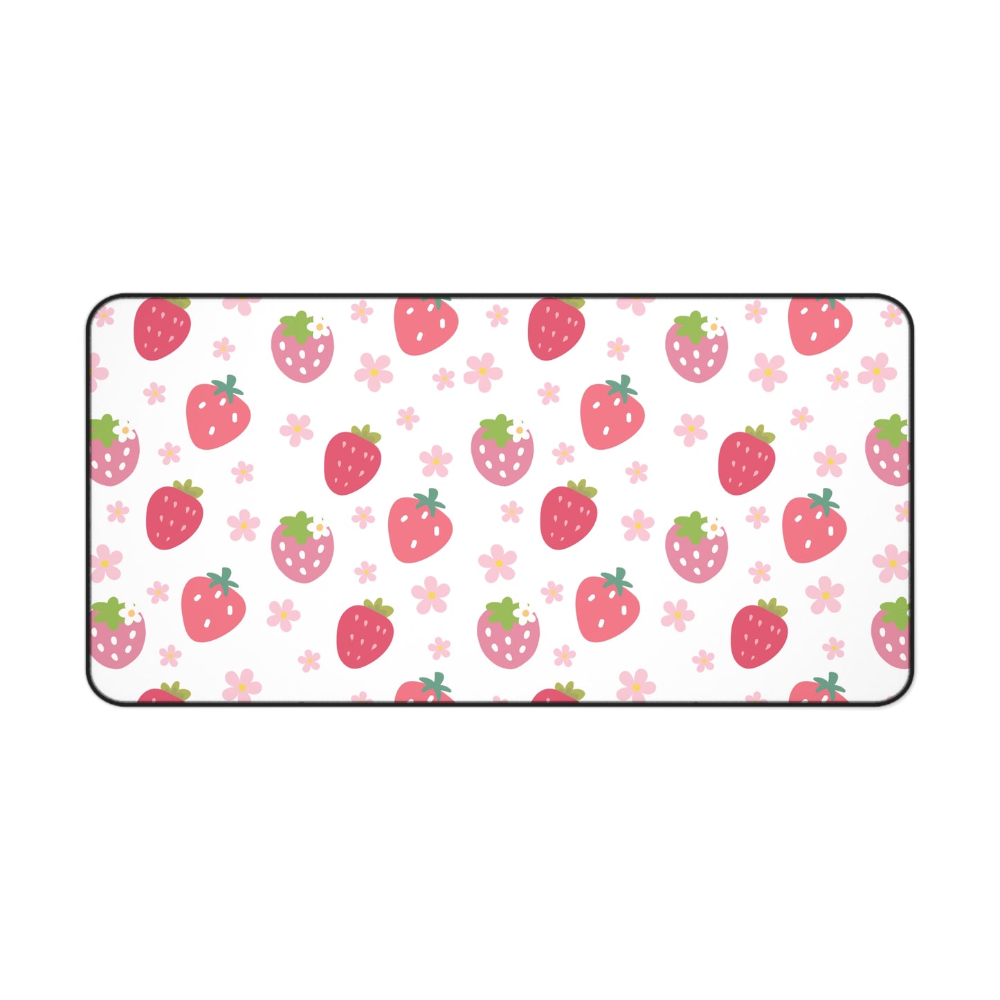 Strawberries and Daisies Desk Mat