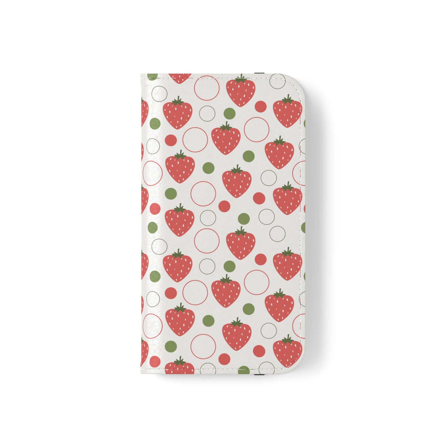 Red Strawberry Bubbles Flip Phone Case Cover with Pockets - Phone Case - Kristine Celestine