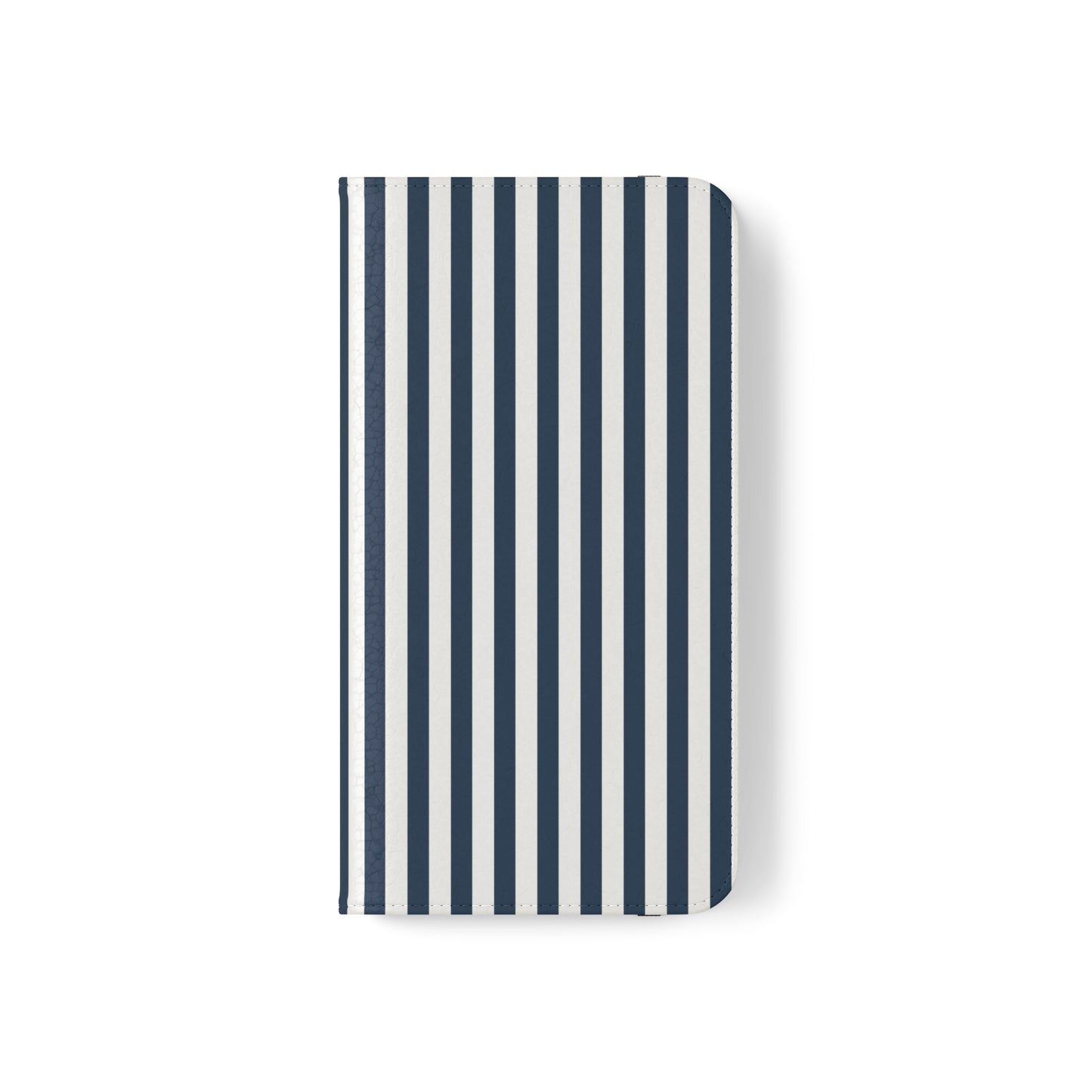 Navy Blue Stripes Flip Phone Case Cover with Pockets