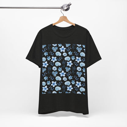 Snowy Blue Flowers T-Shirt