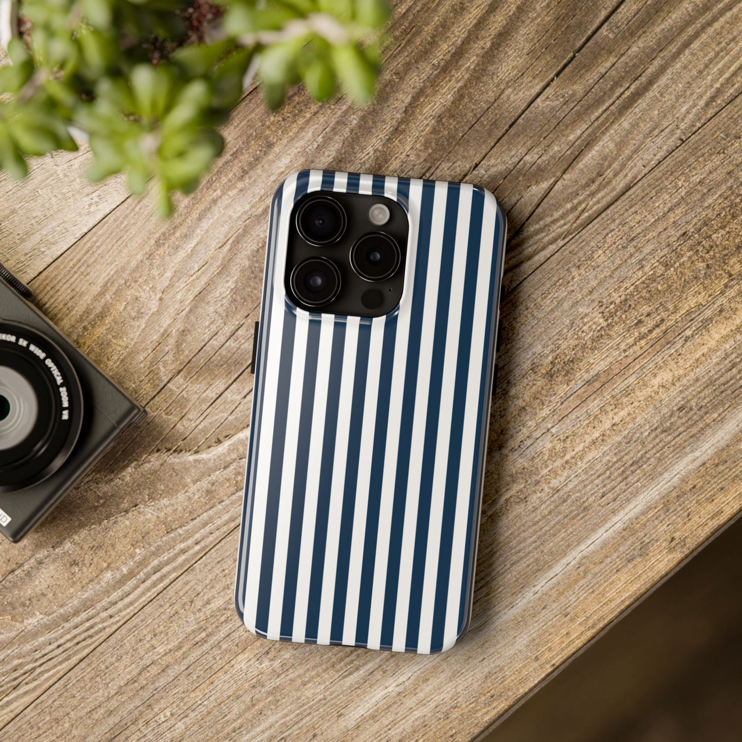 Navy Blue Stripes Tough Phone Case for iPhone and Samsung Galaxy