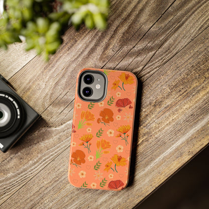 Coque de téléphone résistante Coral Peach Meadow pour iPhone et Samsung Galaxy