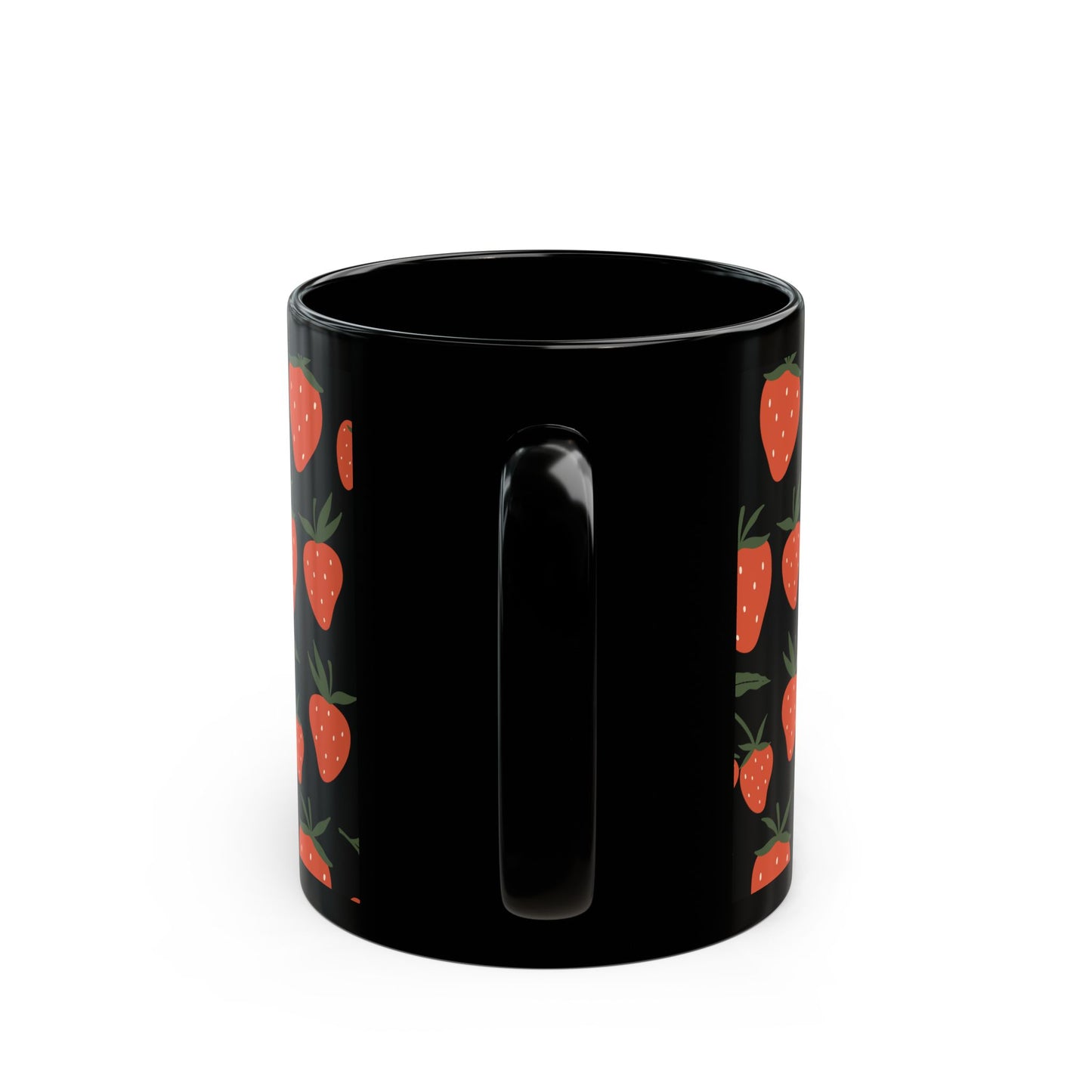 Tropical Strawberry Black Mug Cool Summer Coffee Mug Tea Cup Spring Ceramic Mug