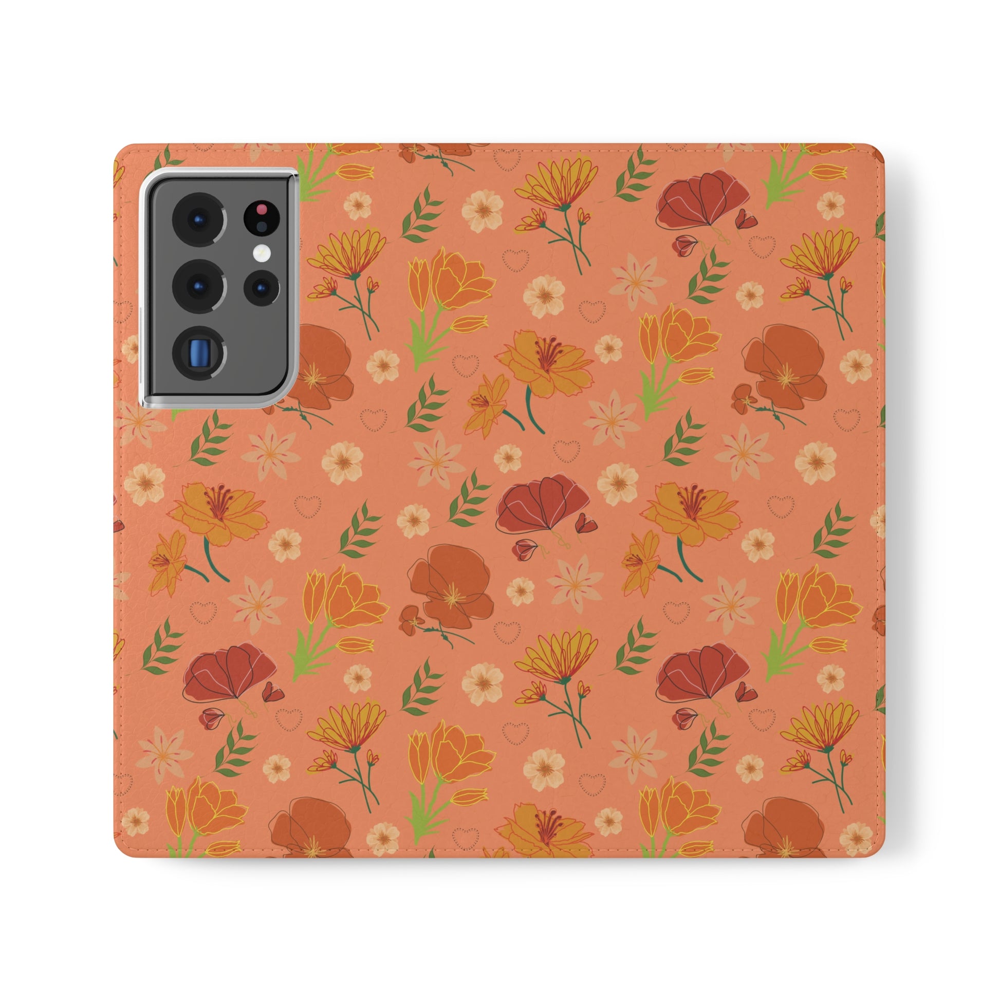 Coral Peach Meadow Flip Phone Case Cover with Pockets - Phone Case - Kristine Celestine