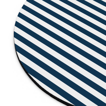 Navy Blue Stripes Mousepad Classic Royal Blue Desk Mat Dark Blue and White Striped Mouse Pad