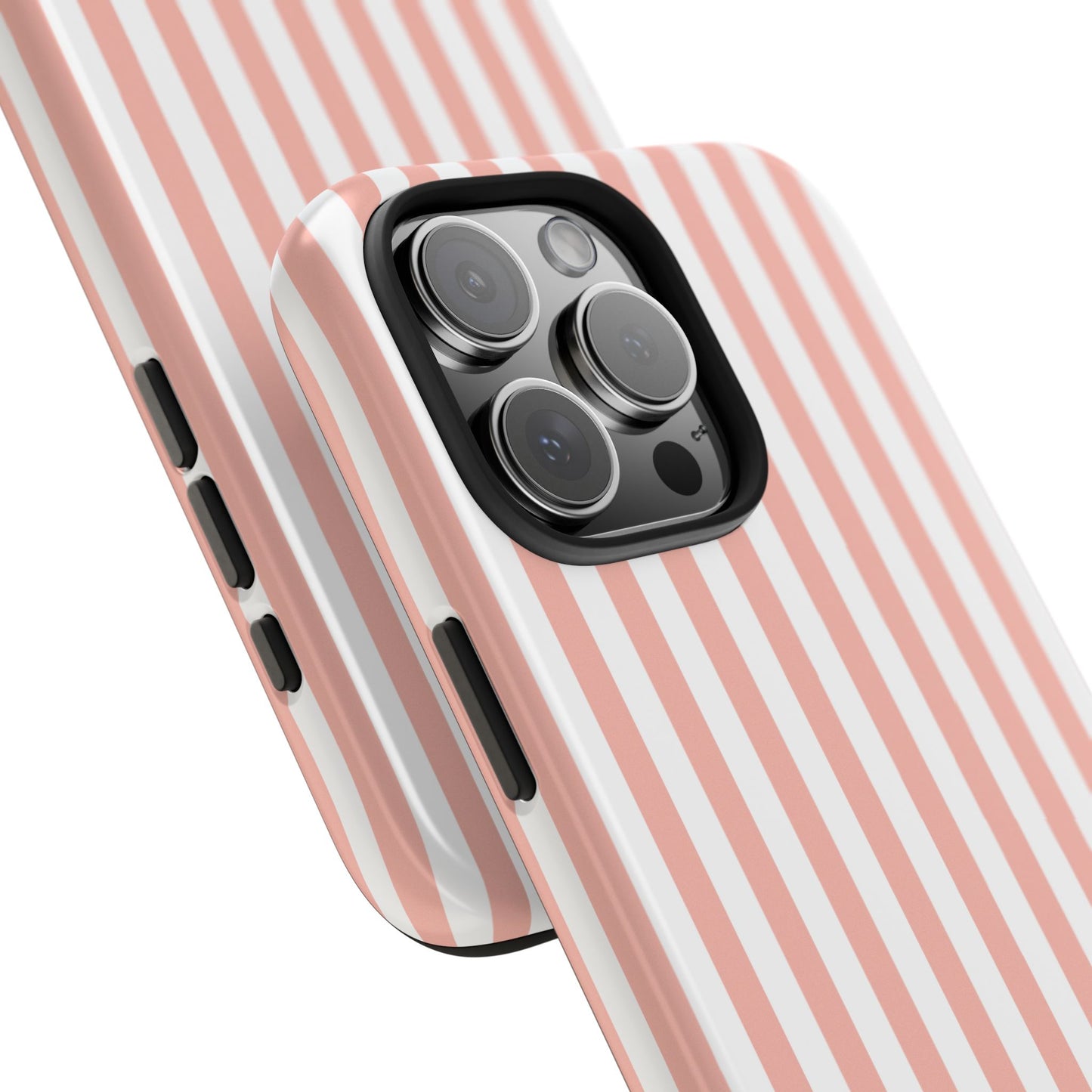 Coral Pink Stripes Tough Phone Case for iPhone and Samsung Galaxy